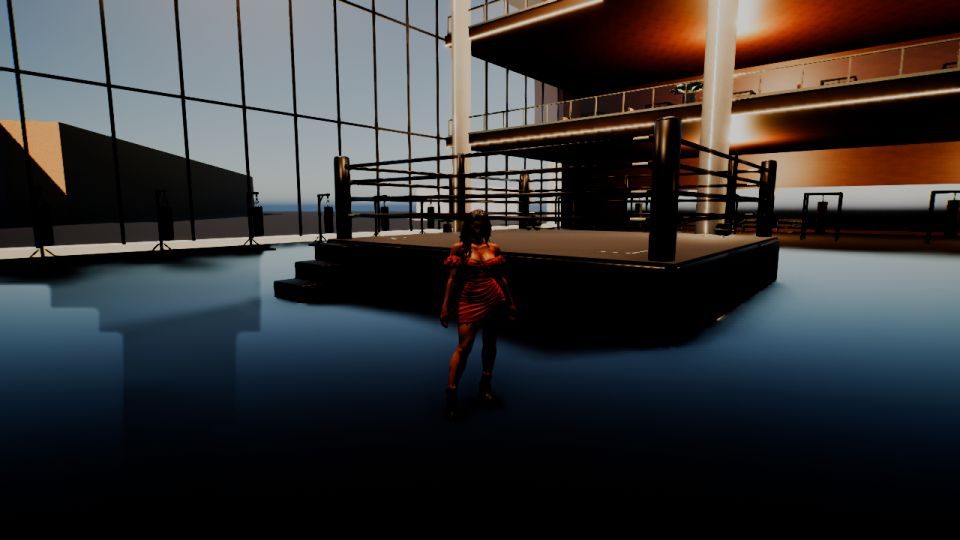 Sophia's model standing in the Quik Punch gym