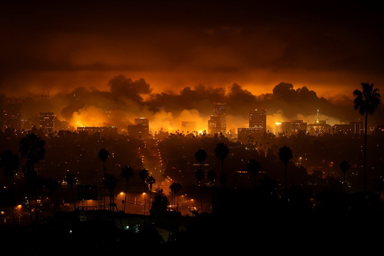 Los Angeles burning on the night of the blackout